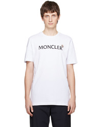 T-shirt à col rond en tricot blanc Moncler
