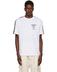 T-shirt à col rond en tricot blanc Moschino