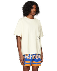 T-shirt à col rond en tricot blanc Rhude