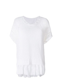 T-shirt à col rond en tricot blanc P.A.R.O.S.H.