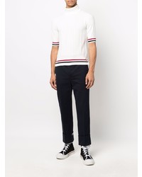 T-shirt à col rond en tricot blanc Thom Browne