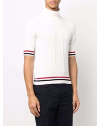 T-shirt à col rond en tricot blanc Thom Browne