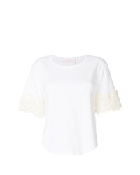 T-shirt à col rond en tricot blanc See by Chloe