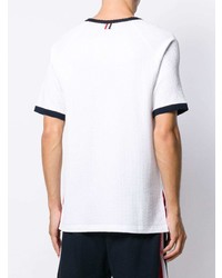 T-shirt à col rond en tricot blanc Thom Browne