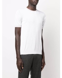 T-shirt à col rond en tricot blanc Corneliani