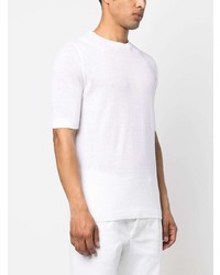 T-shirt à col rond en tricot blanc Lardini