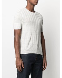 T-shirt à col rond en tricot blanc Tagliatore