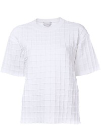 T-shirt à col rond en tricot blanc