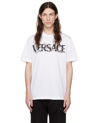 T-shirt à col rond en tricot blanc Versace
