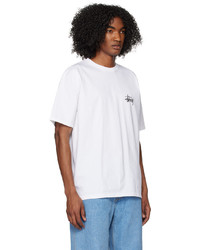 T-shirt à col rond en tricot blanc Stussy