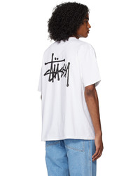 T-shirt à col rond en tricot blanc Stussy
