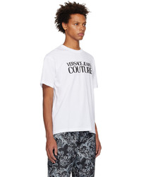 T-shirt à col rond en tricot blanc VERSACE JEANS COUTURE