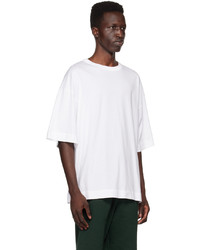 T-shirt à col rond en tricot blanc Dries Van Noten