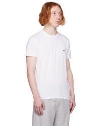 T-shirt à col rond en tricot blanc Lacoste