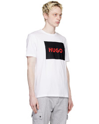 T-shirt à col rond en tricot blanc Hugo