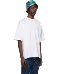 T-shirt à col rond en tricot blanc Marni