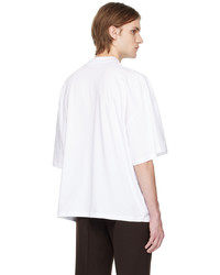 T-shirt à col rond en tricot blanc Jil Sander