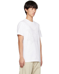 T-shirt à col rond en tricot blanc Moncler