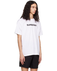 T-shirt à col rond en tricot blanc Burberry