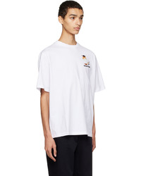 T-shirt à col rond en tricot blanc MAISON KITSUNÉ