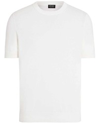 T-shirt à col rond en tricot blanc Zegna