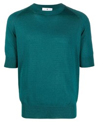 T-shirt à col rond en tricot bleu canard PT TORINO