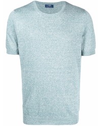 T-shirt à col rond en tricot bleu clair Barba