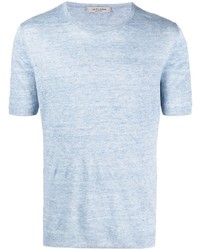 T-shirt à col rond en tricot bleu clair Fileria