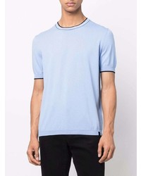 T-shirt à col rond en tricot bleu clair Fay