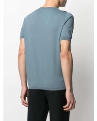 T-shirt à col rond en tricot bleu clair La Fileria For D'aniello