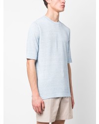 T-shirt à col rond en tricot bleu clair Lardini