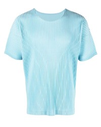 T-shirt à col rond en tricot bleu clair Homme Plissé Issey Miyake