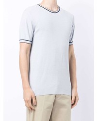 T-shirt à col rond en tricot bleu clair Pal Zileri