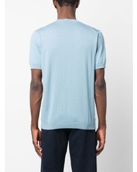 T-shirt à col rond en tricot bleu clair Tagliatore