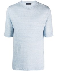 T-shirt à col rond en tricot bleu clair Lardini