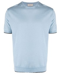 T-shirt à col rond en tricot bleu clair Low Brand