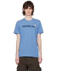 T-shirt à col rond en tricot bleu clair Moncler