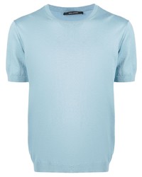 T-shirt à col rond en tricot bleu clair Tagliatore