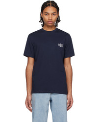 T-shirt à col rond en tricot bleu marine A.P.C.