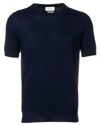 T-shirt à col rond en tricot bleu marine Ballantyne
