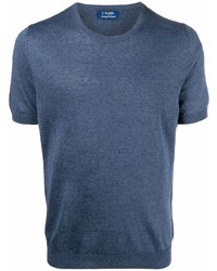 T-shirt à col rond en tricot bleu marine Barba