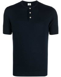 T-shirt à col rond en tricot bleu marine Borrelli