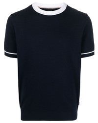 T-shirt à col rond en tricot bleu marine BOSS