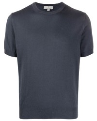 T-shirt à col rond en tricot bleu marine Canali