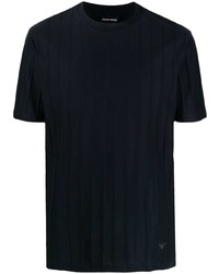 T-shirt à col rond en tricot bleu marine Emporio Armani