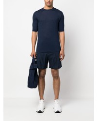 T-shirt à col rond en tricot bleu marine Lardini