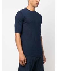 T-shirt à col rond en tricot bleu marine Lardini