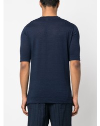 T-shirt à col rond en tricot bleu marine Lardini