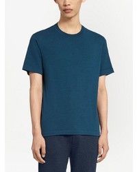 T-shirt à col rond en tricot bleu marine Zegna