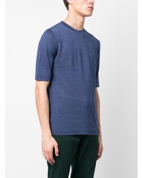 T-shirt à col rond en tricot bleu marine Lardini